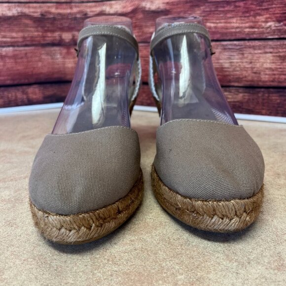 Gaimo Canvas Taupe Platform Wedge Espadrilles Handmade - Picture 4 of 16